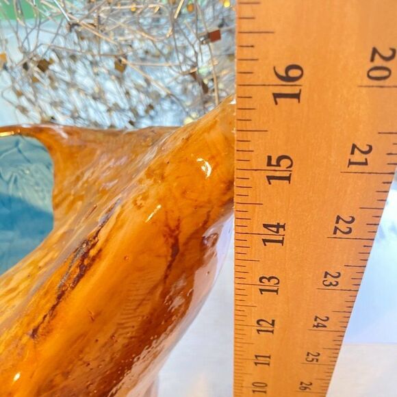 Vintage Handmade Glossy Ceramic Wood Print Vase - Picture 14 of 15